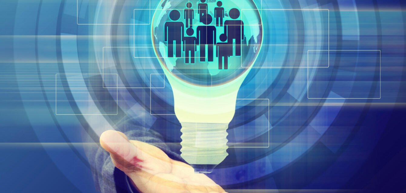 business man holding light bulb Social Network